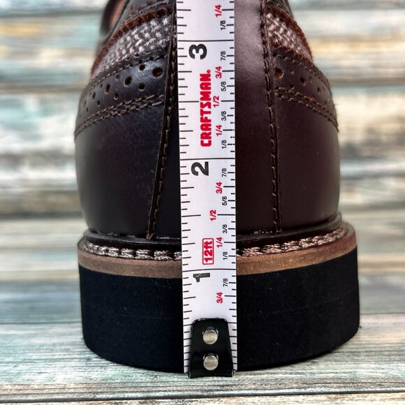 GH Bass Bremmer Mens 10D Oxfords Dress Shoes Wingtip Herringbone Brown Leather - Picture 12 of 13